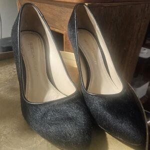 Rebecca Minkoff Pony Hair Black Pointed Toe Heels Sandals